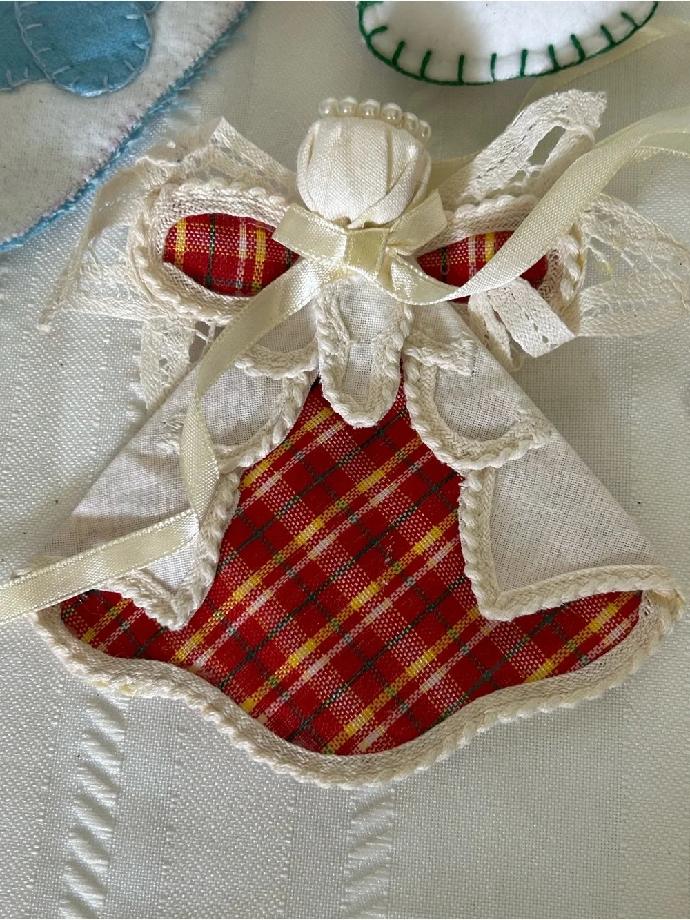 Vintage Christmas Tree Ornament Set Snowman Sleigh Reindeer Angel Stocking
